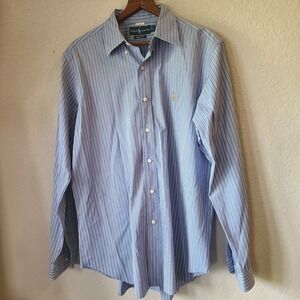 Ralph Lauren Shirt Mens Large Blue White Dress Button Down Flesh Pony‎ Striped